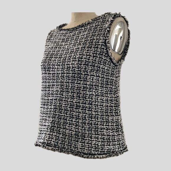 Max Studio Black White Cotton Tweed Sleeveless Parisian Chic Pullover Top - M - Picture 1 of 8